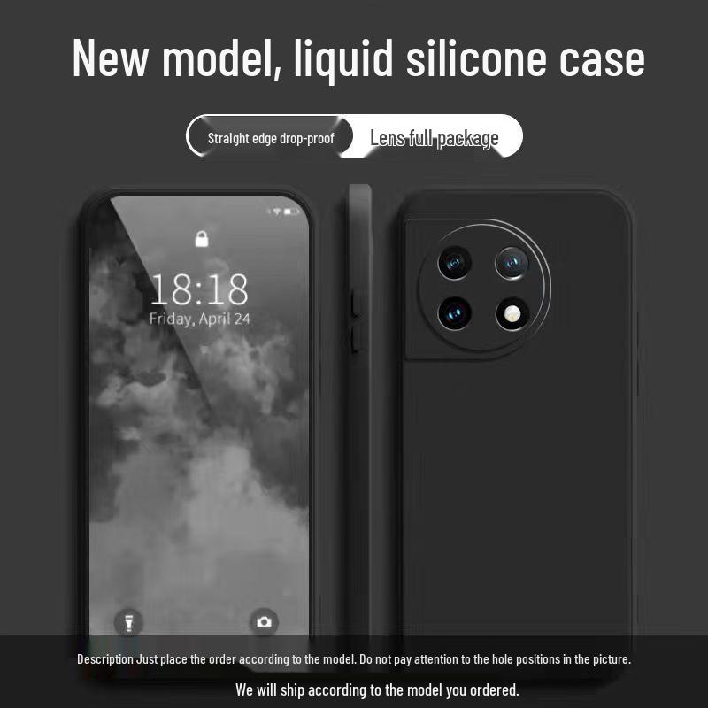 Чехол из жидкого силикона для OnePlus 11 - Полное покрытие, Защита от падений, Однотонный, Приятный для кожи, Стиль High-End.