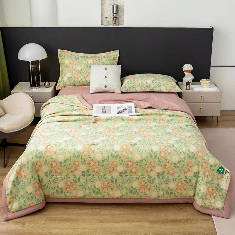 Тонкое одеяло с кондиционером, летнее одеяло из соевого волокна, летнее одеяло, двухслойная пряжа, воздухопроницаемый чехол, стираный хлопок и лен