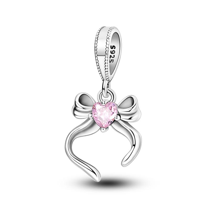 925 Серебряный цвет Кот Медведь Слон Кролик Милые розовые животные Подвески Бусины Подходит 925 Оригинальные Браслеты Изящные DIY Ювелирные Изделия Подарки