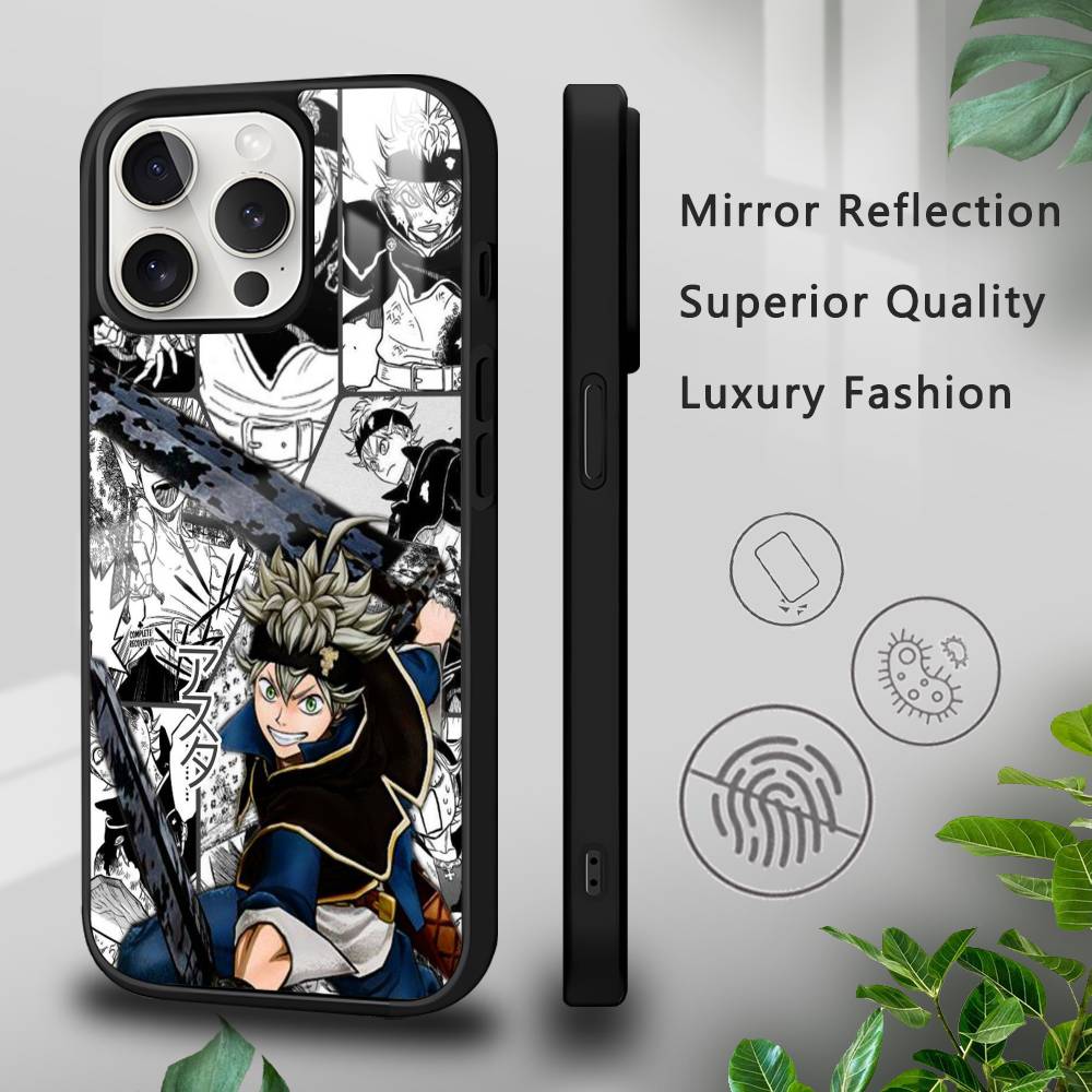 Anime B-Black C-Clover Phone Case For iPhone 16 15 14 13 12 11 Pro Xs Max Mini Plus Celulares Hard Funda