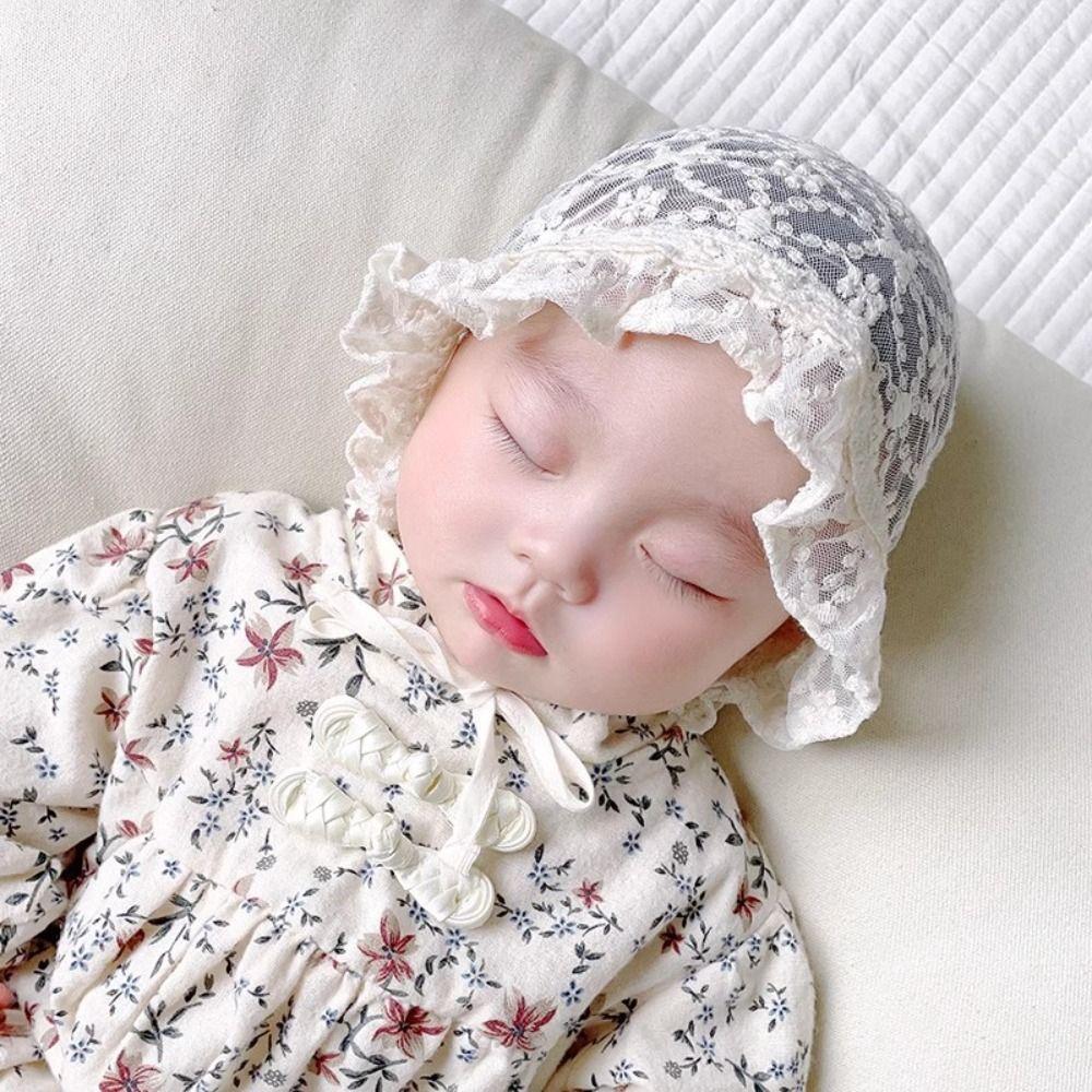 White Baby Lace Hat Breathable Girl Sunhat Ins Lace Ruffle Hat Photo Props
