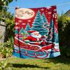 1pc Christmas Santa Claus Outdoor Flannel Blanket Soft All Season Polyester Throw , Perfect for Picnics & Travel , Picnic Accessory