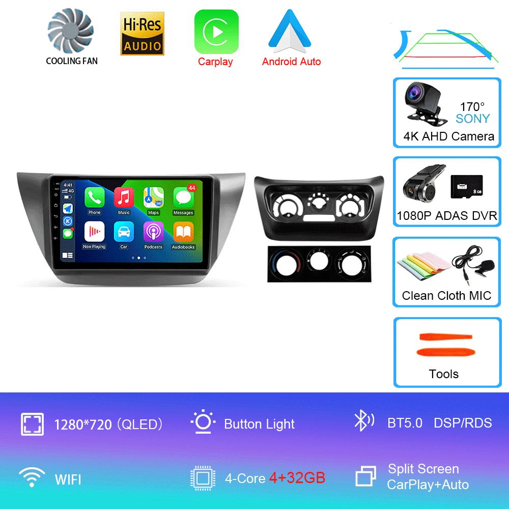 Автомагнитола Android 14 Carplay Для Mitsubishi Lancer 9 CS 2000 2001- 2010 Навигация GPS Мультимедийный проигрыватель WiFi+4G Стерео видео BT