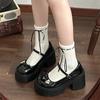 Модные новые однотонные туфли в стиле Лолиты с бантом, женские туфли Мэри Джейн на толстом каблуке, женские элегантные туфли-лодочки для вечернего платья на платформе