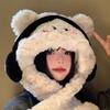 New Style Earphones Puppy Hat Scarf One Piece Cold Proof and Warm Hooded Neck Scarf Thickened Ear Protection Lei Feng Hat Trendy
