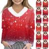 Christmas Day Girls Long Sleeve T Shirts Kids  Girls' V-Neck Tee Christmas Print Long Sleeve Top