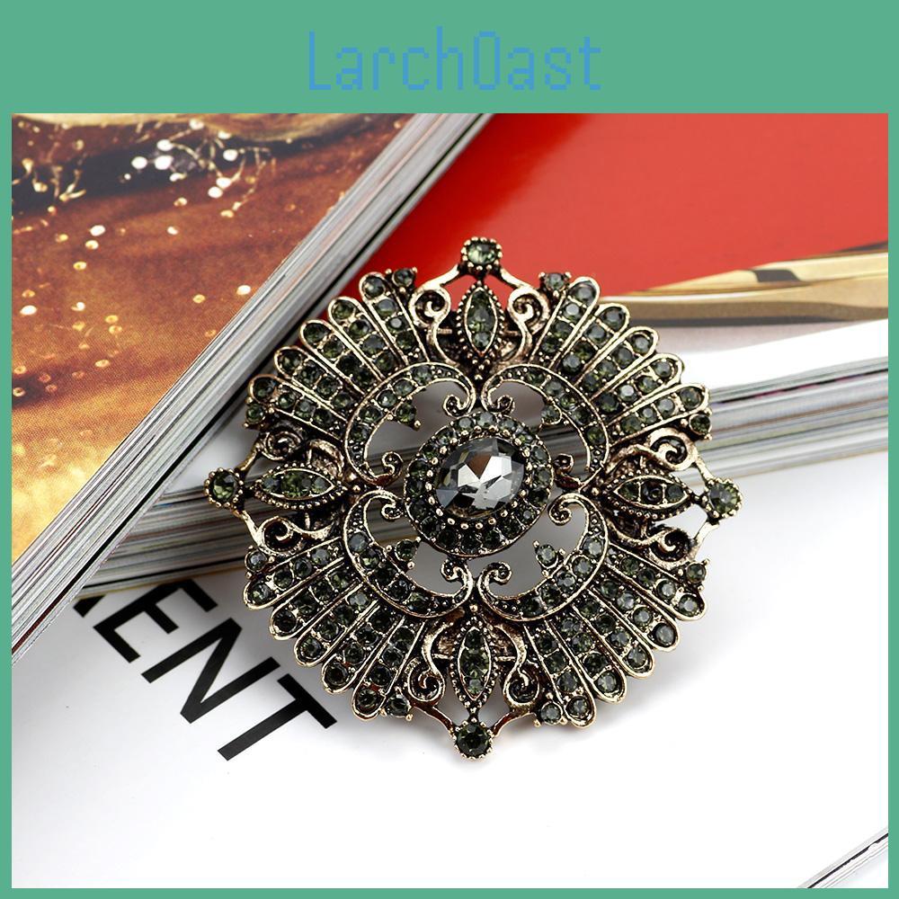 Gray Color Vintage Brooch Gold Crystal Ethnic Jewelry Antique Pins Bohemian Bridal Gift