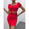 Женское сексуальное платье Женская сумка с короткими рукавами и обтягивающей короткой юбкой