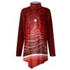 Casual Fashion Christmas Print Shirt Tops High Neck Irregular Hem Long Sleeve Pullover Tops
