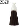 Zbzr Spring New Women Clothes Western Style Fashion Small Pleated Patchwork Midi Dress 8462335 700