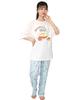 SAZAC Hangyodon Cotton Pajama Short Long and Cut and Sewn Top X Women's Set, Sleeves, Pants, T-Shirt, (White Sax/M/SAN1808)