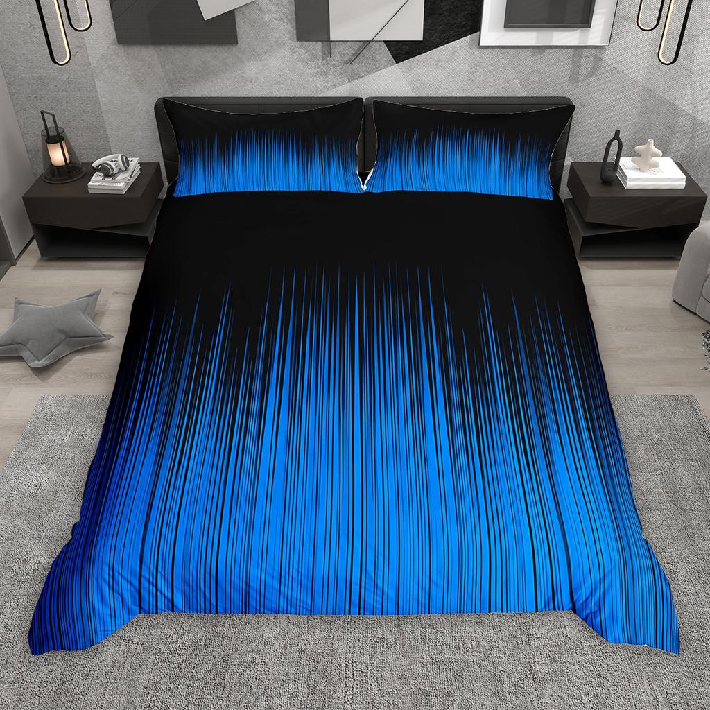 Comforter Homewish Gradient Lines 2Pcs/3Pcs Neon Red Gray Cyan Bedding Set Black Green Blue Pink Comforter Set