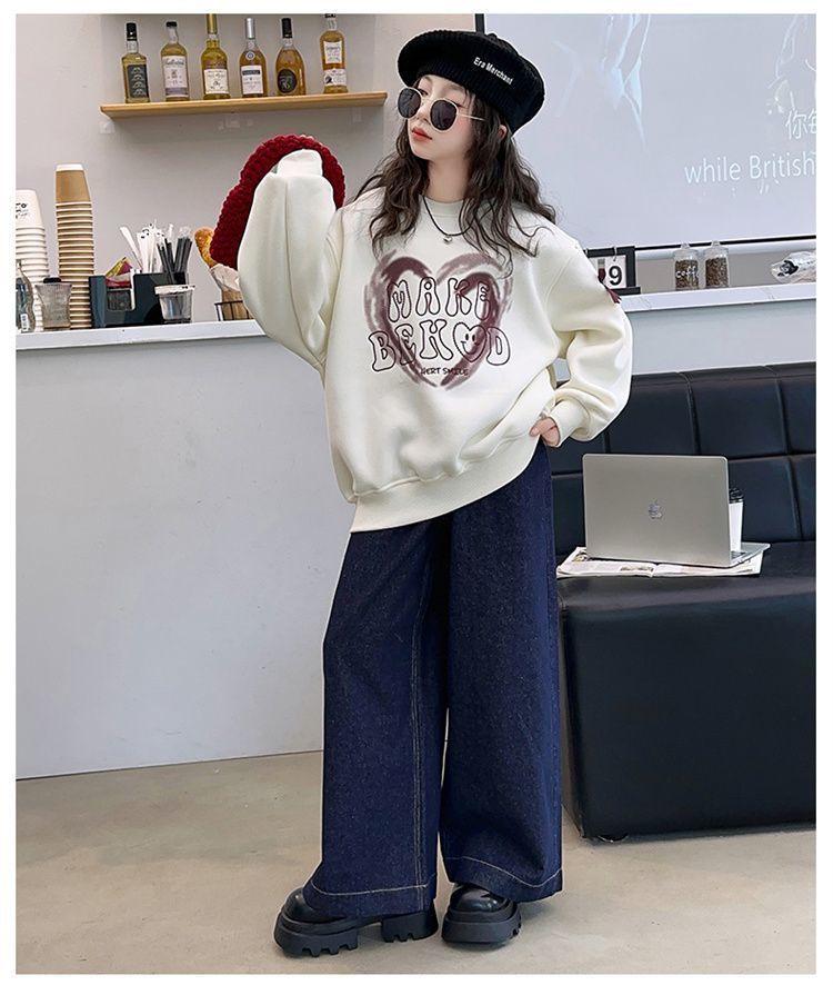 Свитшот для девочек с флисовой подкладкой и вставками: Стильный осенне-зимний пуловер для детей