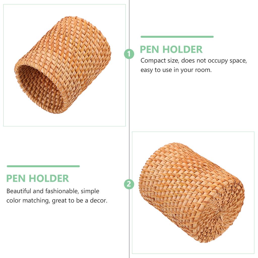 Трубка для хранения из ротанга, сервировочная посуда, домашний декор в стиле бохо, тканая корзина, держатель для ручек, посуда, деревянный контейнер для офиса