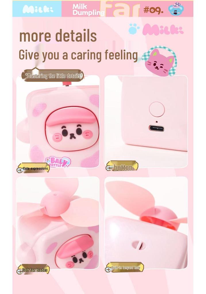 Cartoon Mini USB Rechargeable Silent Fan for Kids and Students