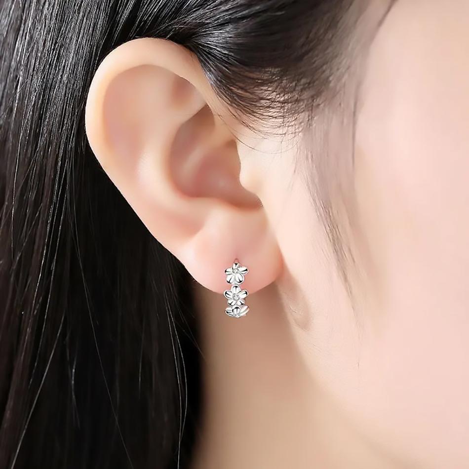 Серьги-кольца из серебра 925 пробы со сладким цветочным дизайном Отлично подходят для повседневного ношения, праздников и в качестве подарков Винтажный богемный стиль