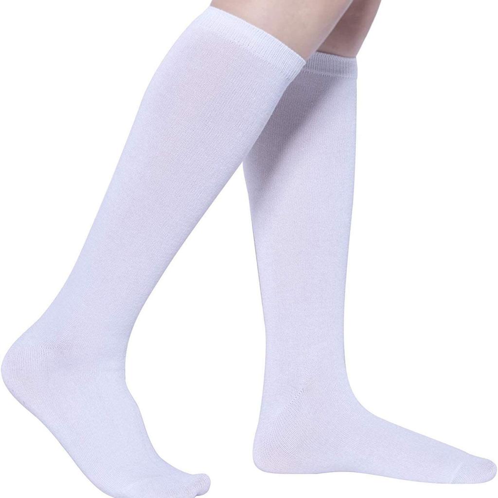 4 Pairs Women's Cotton Knee High Socks, Casual Solid Knit Knee Socks ()