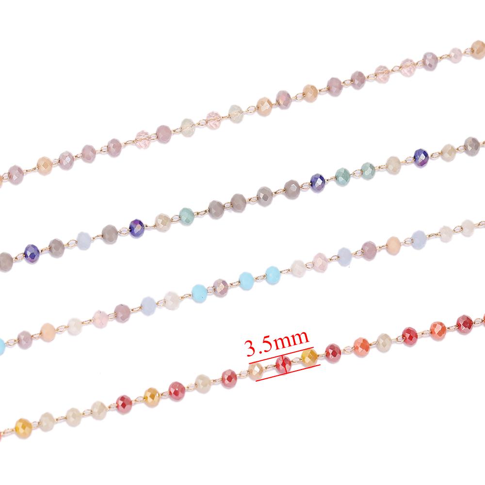 1 Meter Stainless Steel Colorful Glass Beads Chains DIY Jewelry Making Necklace Findings Bracelets Accessories Anklet Supplies