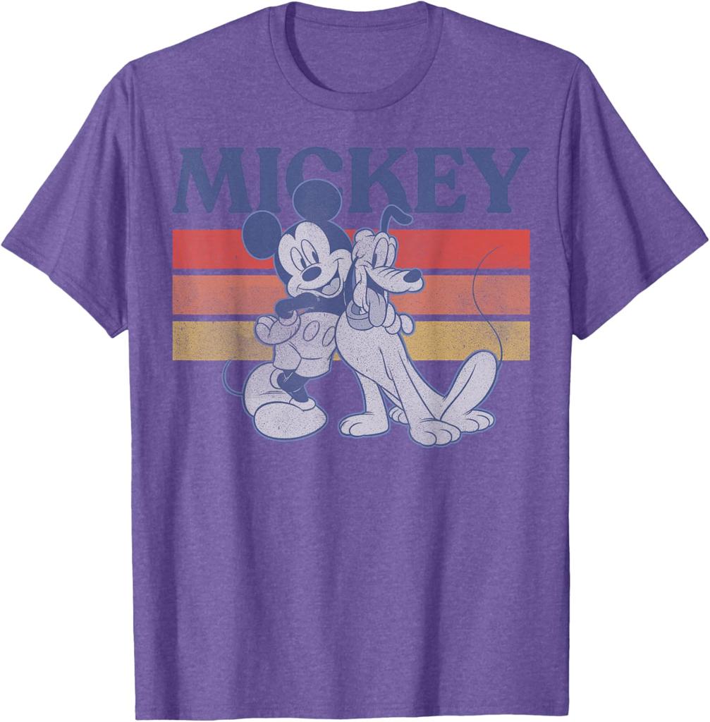 New Disney Mickey and Friends Mickey and Pluto Retro Line Fashion Casual T-Shirt S-4XL Four Seasons