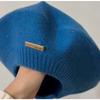 Rabbit Hair Beret Hat for Women Autumn Winter Korean Gray Painter Hats Retro Iron Logo Yarn Bud Caps