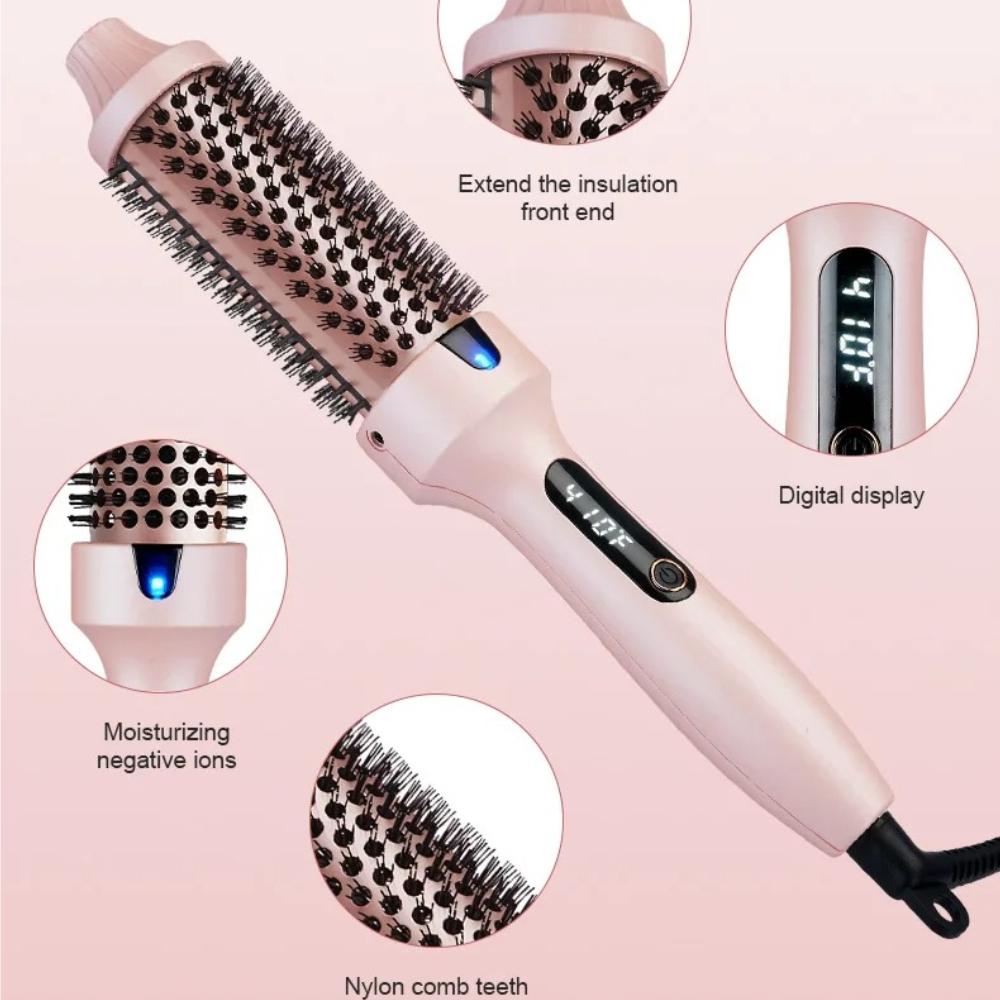 Портативный ионный выпрямитель для волос, плойка, круглая щетка, инструмент для укладки волос, электрическая инфракрасная расческа с подогревом, щетка для укладки волос