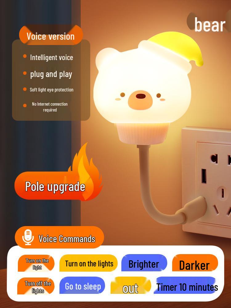 Voice-Activated Smart Night Light for Bedroom, Bedside, and Kids' Room