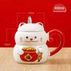 Керамическая кружка для кофе Lucky Cat с крышкой для кота, креативная, милая, мультяшная, милый, подарочная бутылка для завтрака, офисная посуда для питья, посуда для напитков