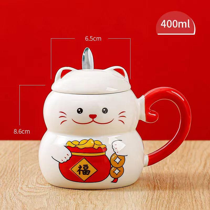 Керамическая кружка для кофе Lucky Cat с крышкой для кота, креативная, милая, мультяшная, милый, подарочная бутылка для завтрака, офисная посуда для питья, посуда для напитков