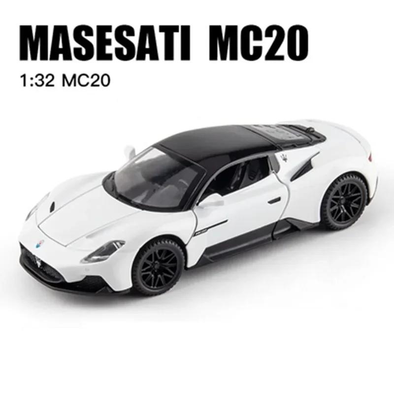 1:32 Maserati MC20 Cabrio, модель спортивного автомобиля из сплава, литье под давлением, металлические игрушечные автомобили, модель автомобиля, звуковая и световая имитация, детские игрушки, подарок