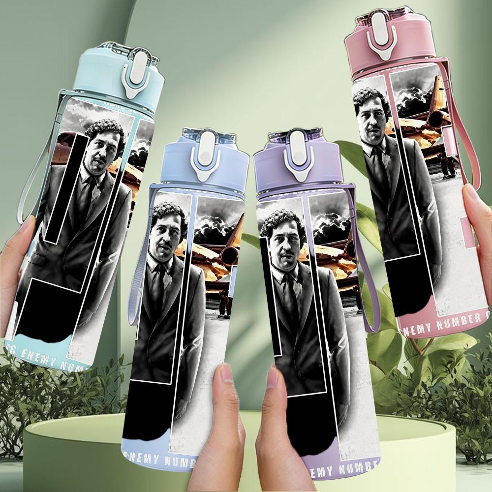 1PC Black Building Art A 750ml sports water bottle leakproof straw lid outdoor office home