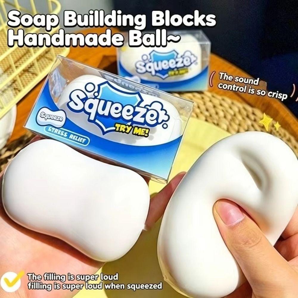 Round Blocks Filled Crispy Squishy Finger Relax Sensory Fidget Ball Soap Ball Squishy Adult Kids