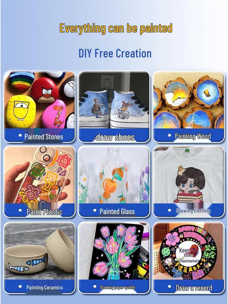 Моющиеся акриловые маркеры с мягким наконечником – Набор для DIY: Ваза для стекла и акварельные маркеры