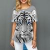 Summer Round Neck 3D Tiger Pattern Printed Top Fashionable Casual Short Sleeved Women's T-shirts