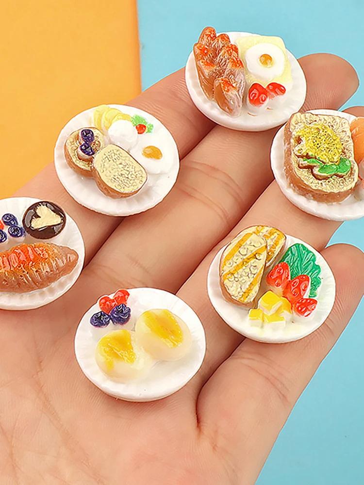 Кукольный домик 6 шт./комплект Мини-поднос с димсамом DIY Миниатюрный пейзаж Декорации для сада фей Аксессуары Украшения для сцены кукольного домика