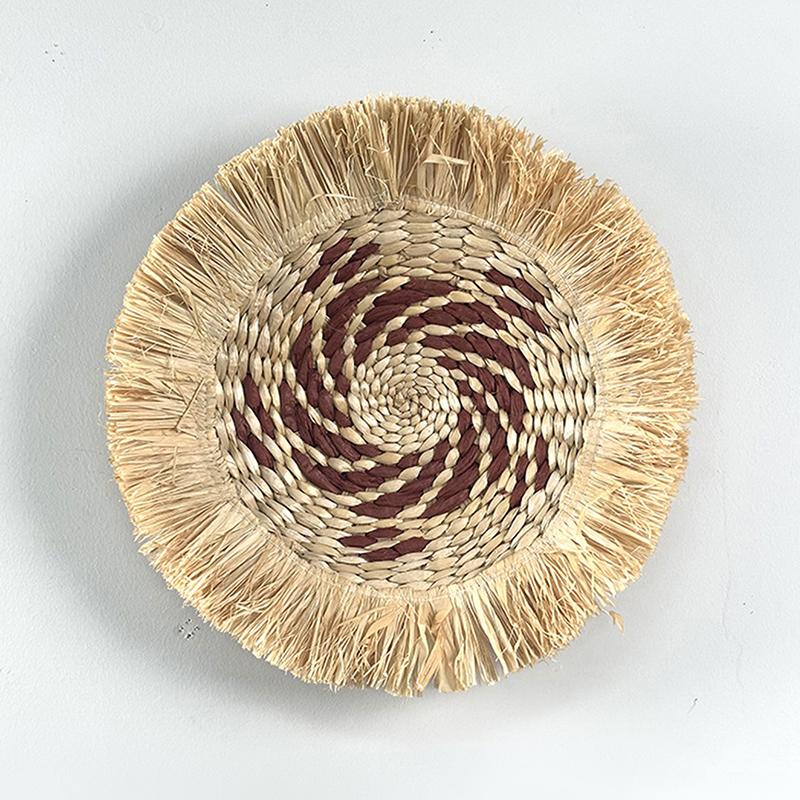 Round Grass Weaving Ornament Circular Wall Hanging Wall Decoration