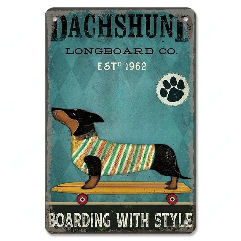 Винтажный милый постер с изображением домашних собак, металлические жестяные знаки, такса, бульдог, металлическая табличка для сада, кофейни, кухни, домашнего декора на стену