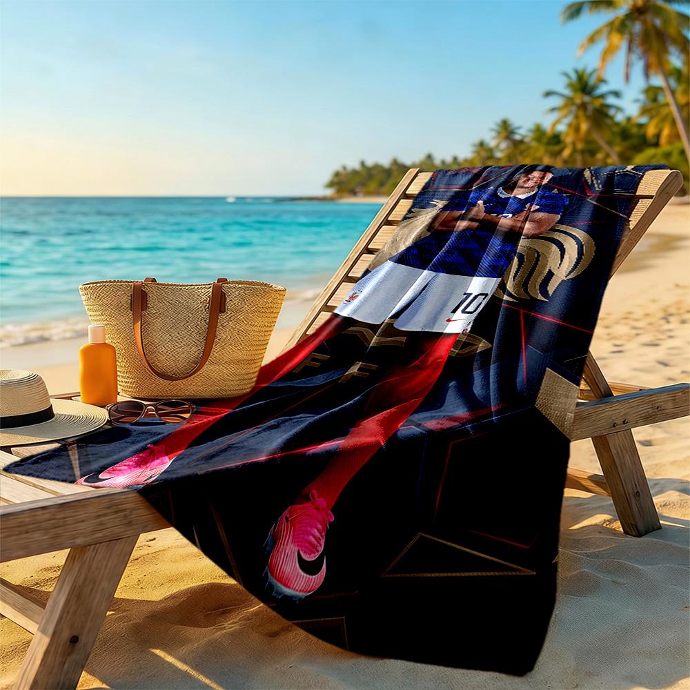 Mbappe Beach Towel High Absorbency & Quick-Dry Comfortable Lightweight Suitable for Sports, Travel, Swimming, Yoga, Bathroom, Beach, And Pool