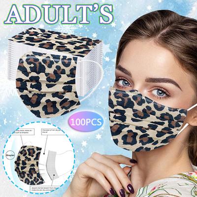 Трехслойная одноразовая пыленепроницаемая защитная маска с леопардовым принтом для взрослых