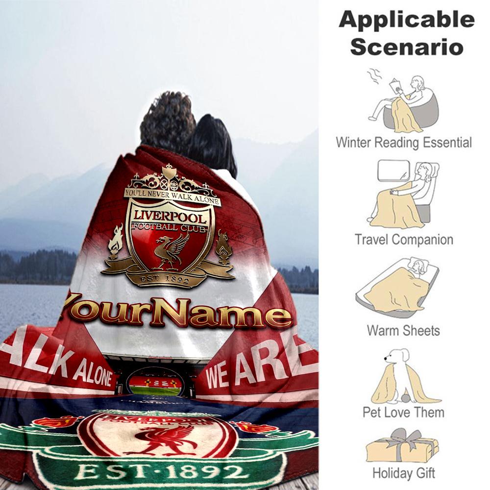 Liverpool Personalized Text Blanket Multi-purpose Customizable Blanket Soft Warm Cozy Great for Home Decor Living Room Livingroom Sofa