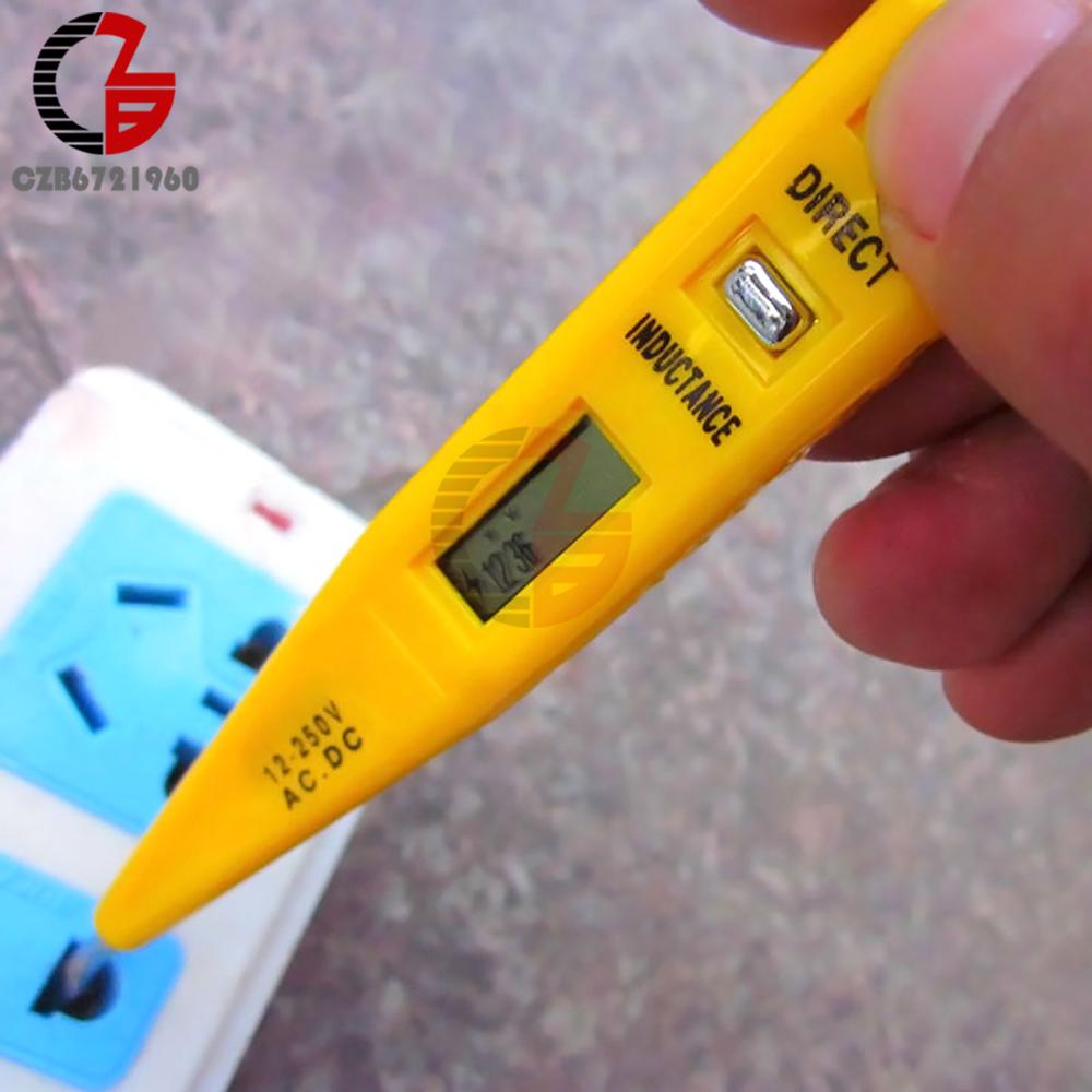 Тестер-ручка напряжения AC DC 12V-250V 12V 24V 36V 48V 110V 220V LCD Цифровой вольтметр Детектор напряжения в стене Монитор Тестер