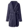 Women's Plush Hooded Bathrobe - Solid Color, Warm Pajamas for Autumn and Winter
