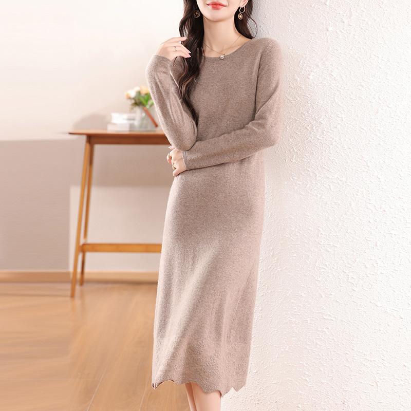 Женское кашемировое платье Qinghe Cashmere 30% Cashmere 70% Wool Осенне-зимняя кашемировая юбка Мягкая и теплая