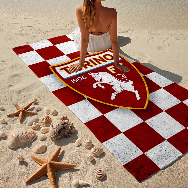 Torino Fc Crest Design Microfiber Beach Towel, Lightweight And Quick-Dry, for Summer Travel, Beach Essential, Swimming Pool