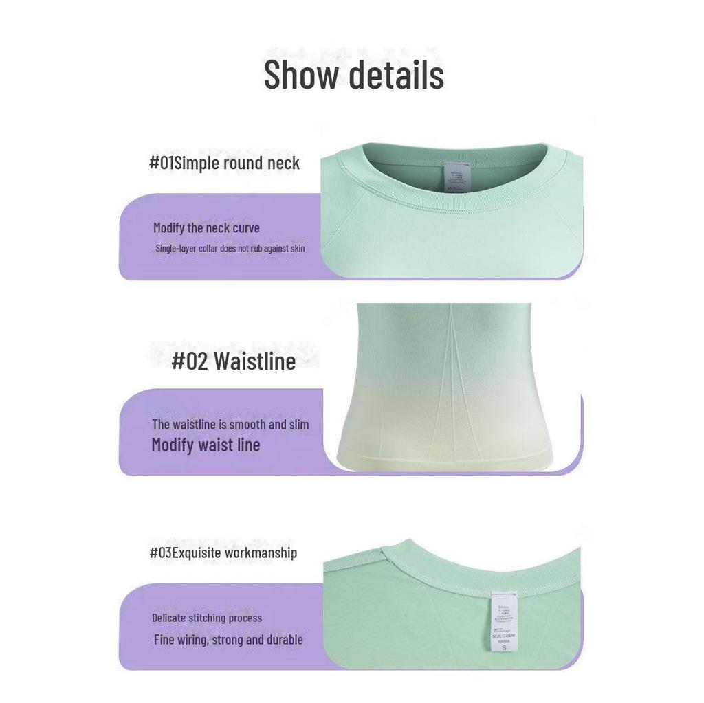 High-End Women's Gradient Quick-Dry Running T-Shirt - Slim Fit, Short-Sleeved Summer Sports Yoga Top