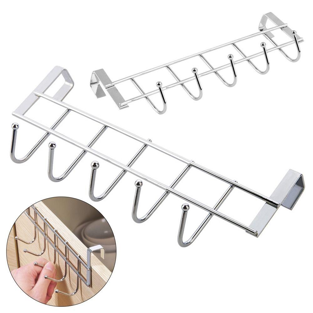Good Load-Bearing Stainless Steel Bathroom Organizer 5 Hooks Rack Towel Hanger Rack Door Hook