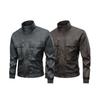 Мотоциклетная кожаная куртка со стойкой воротником для осени и зимы, мужская повседневная куртка из ПУ кожи для стильной рабочей куртки