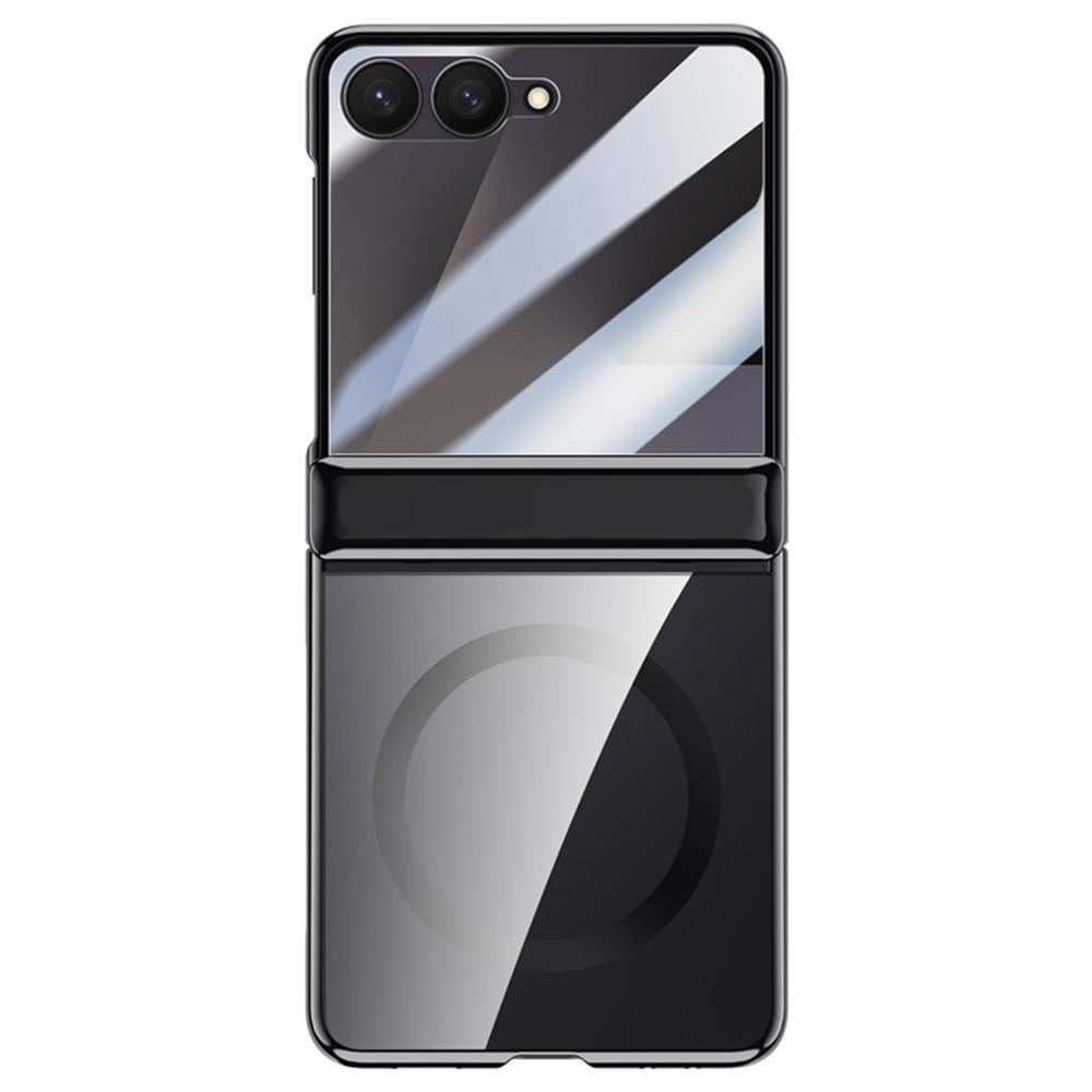 For Samsung Galaxy Z Flip7 5G Magnetic Case Hard PC+Acrylic Phone Cover with HD Rear Small Screen Protector