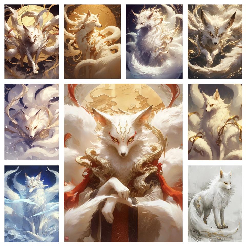 Spirit Fox 5d Diy Full Round Square Diamond Inlay Painting Cross Embroidery Picture Embroidery Newly Arrived Home Decoration