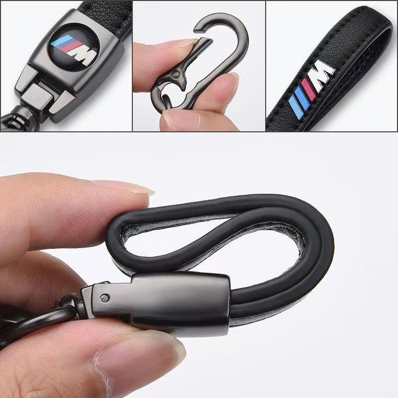 Metal Leather Keychain Car Key Pendant Key Ring Decor Car Sticker Fit For BMW G21 G30 G11 E90 F20 F10 F30 G20 F15 E36 E39 E46 E6 EV2