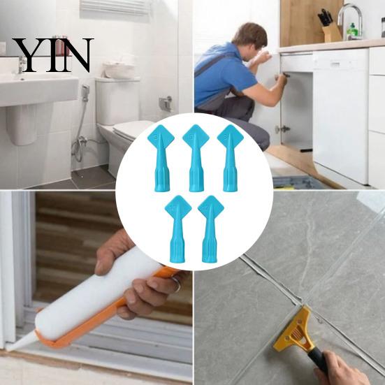 Precision Caulk Finishing Tool 5Pcs Tip Tools, Caulking Tips Set with Nozzle Adapter, Plastic Window Door Gap Filler Applicator Reusable Nozzles
